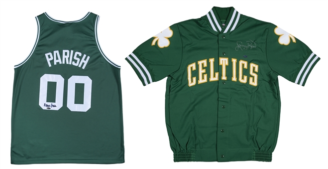 Lot of (2) Larry Bird & Robert Parish Single Signed Boston Celtics Warm-Up/Jersey (Steiner)